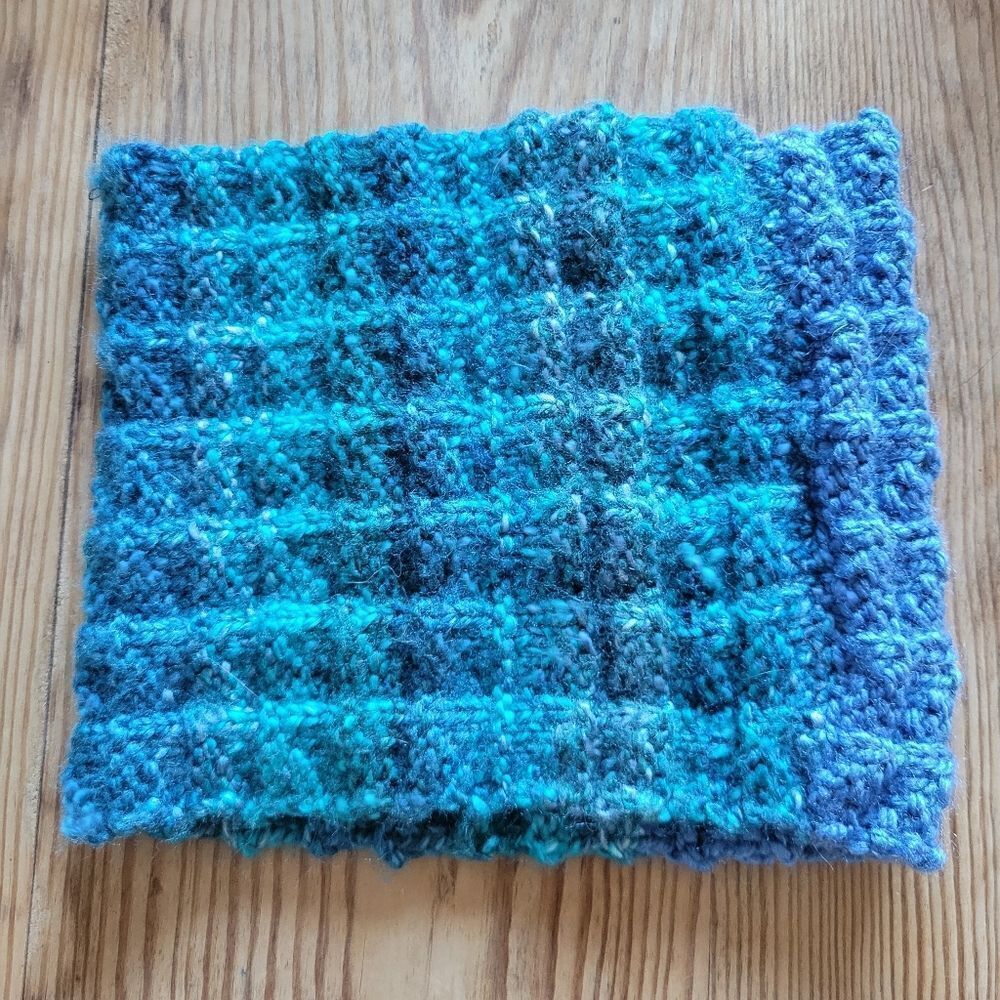 Handmade Blue Hues Knitted Cowl Scarf